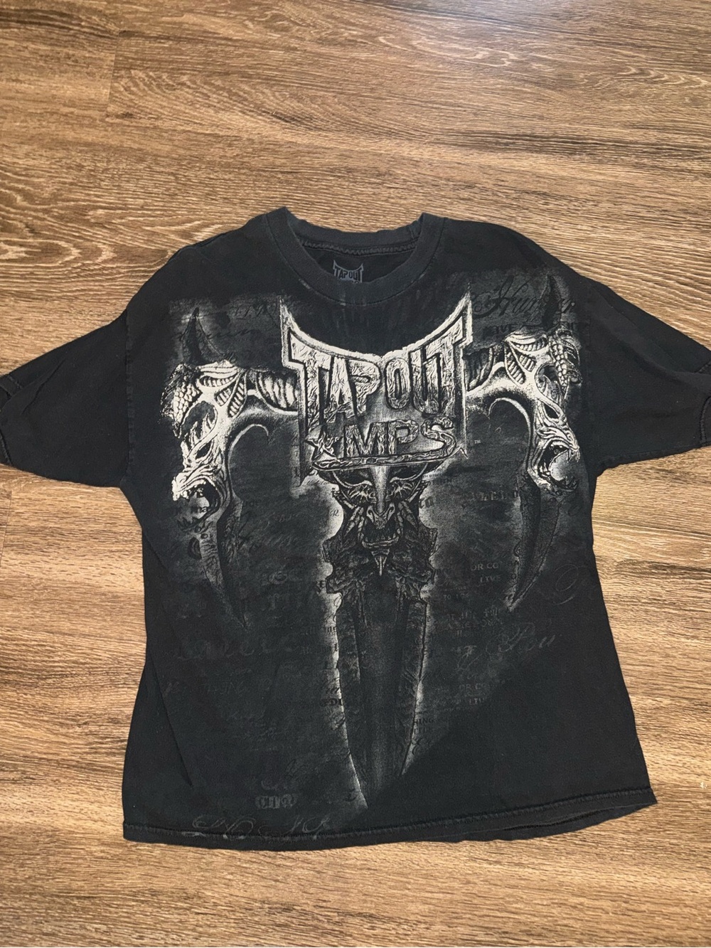 Tapout Black and White Distressed Graphic Tee